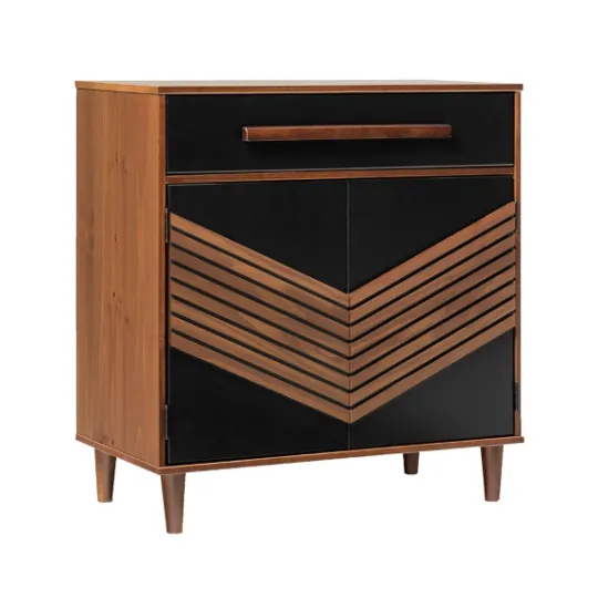 Kirkland's Home Black Chevron Wood Single Drawer Cabinet- Cabinets & Sideboards