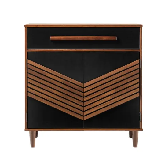 Kirkland's Home Black Chevron Wood Single Drawer Cabinet- Cabinets & Sideboards