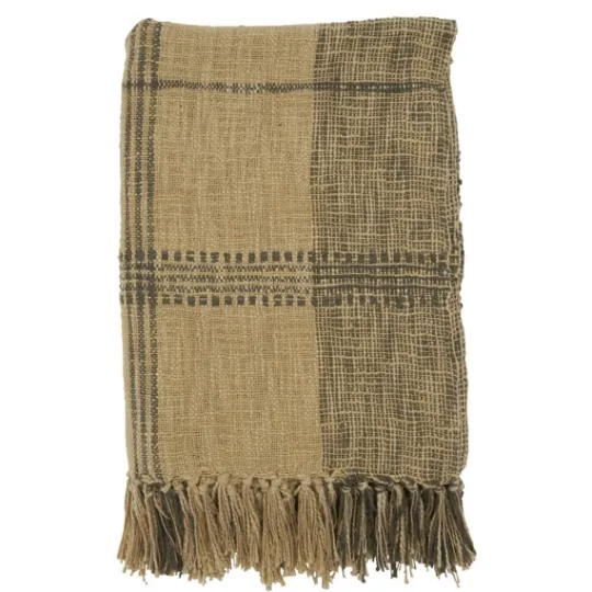Kirkland's Home Black Cotton Plaid Oaker Throw Blanket- Blankets & Throws