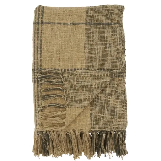 Kirkland's Home Black Cotton Plaid Oaker Throw Blanket- Blankets & Throws