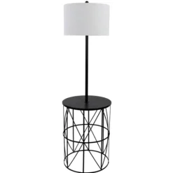 Kirkland's Home Black Cross Caged Table Base Floor Lamp- Floor Lamps