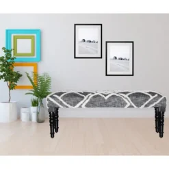 Kirkland's Home Black Diamond Tufted Modern Bench- Benches & Ottomans