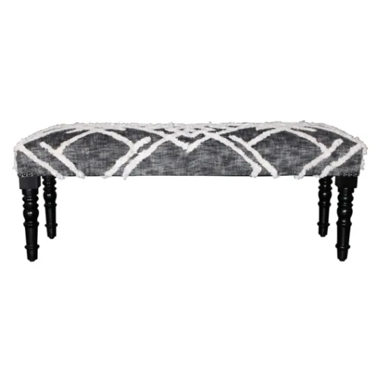 Kirkland's Home Black Diamond Tufted Modern Bench- Benches & Ottomans