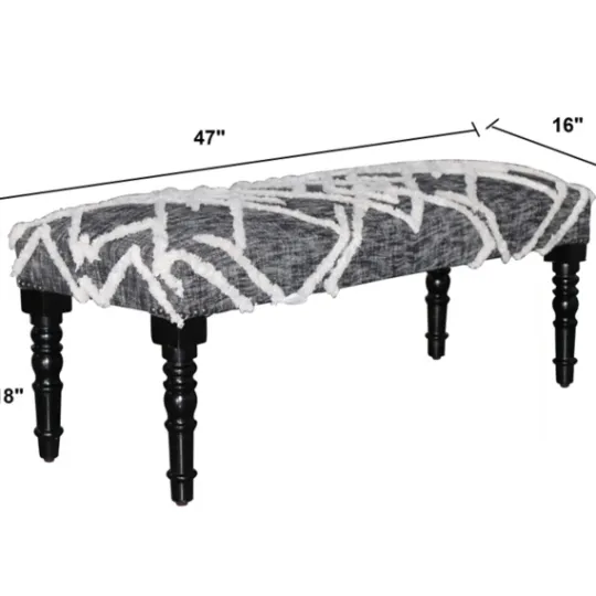 Kirkland's Home Black Diamond Tufted Modern Bench- Benches & Ottomans