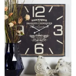 Kirkland's Home Black Distressed Wood Face Square Clock- Clocks