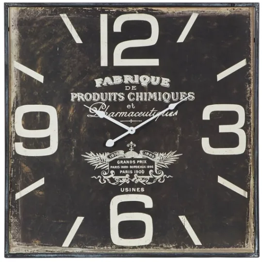 Kirkland's Home Black Distressed Wood Face Square Clock- Clocks