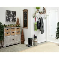 Kirkland's Home Black Distressed Wood Face Square Clock- Clocks