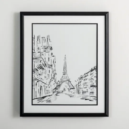 Kirkland's Home Black Eiffel Tower Sketch Framed Art Print- Framed Art