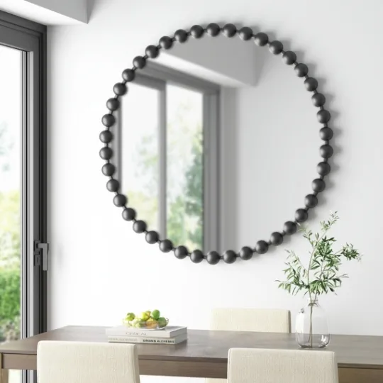 Kirkland's Home Black Foiled Beaded Wall Mirror, 36 In.- Decorative Mirrors