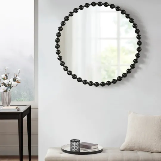 Kirkland's Home Black Foiled Beaded Wall Mirror, 36 In.- Decorative Mirrors