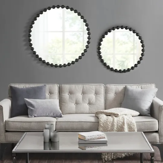 Kirkland's Home Black Foiled Beaded Wall Mirror, 36 In.- Decorative Mirrors