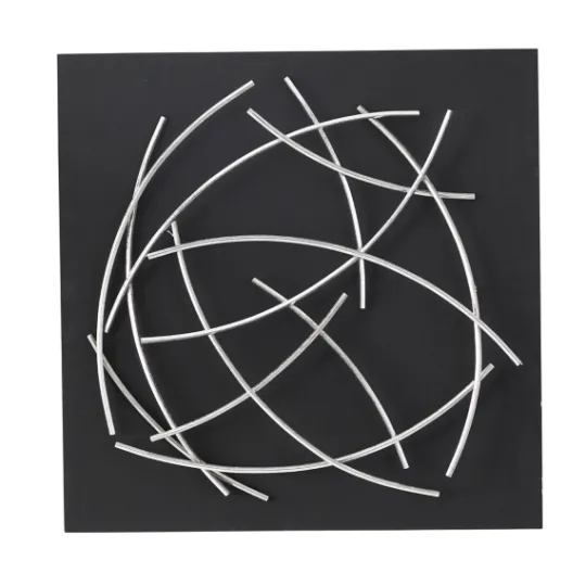 Kirkland's Home Black Frame Silver Abstract Lines Wall Plaque- Wall Plaques