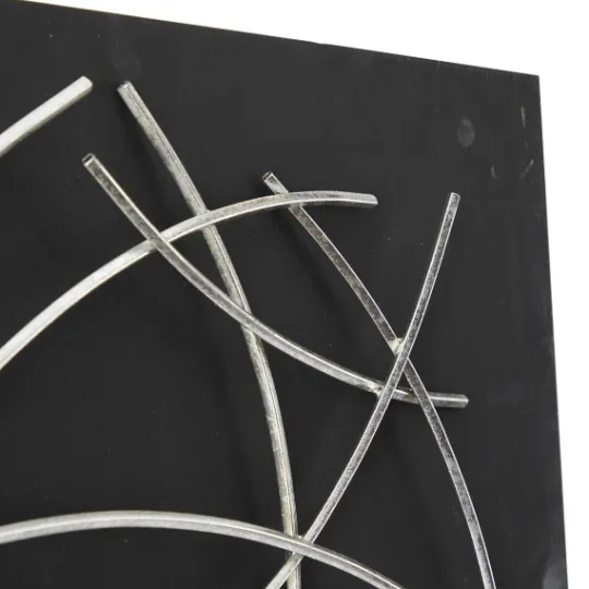 Kirkland's Home Black Frame Silver Abstract Lines Wall Plaque- Wall Plaques