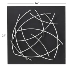 Kirkland's Home Black Frame Silver Abstract Lines Wall Plaque- Wall Plaques