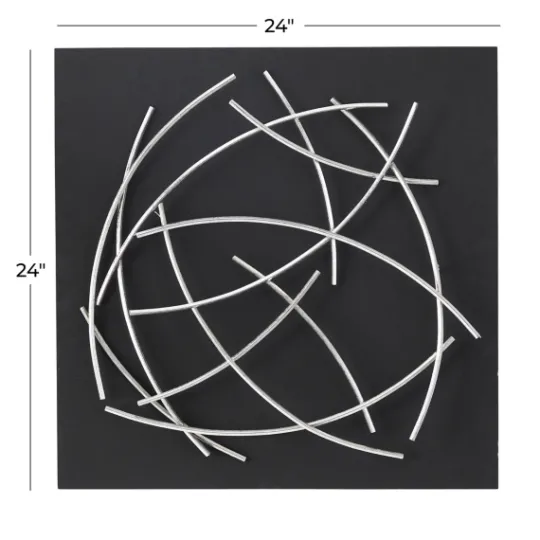 Kirkland's Home Black Frame Silver Abstract Lines Wall Plaque- Wall Plaques