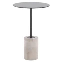 Kirkland's Home Black Glass And Concrete Round Accent Table- Accent & End Tables
