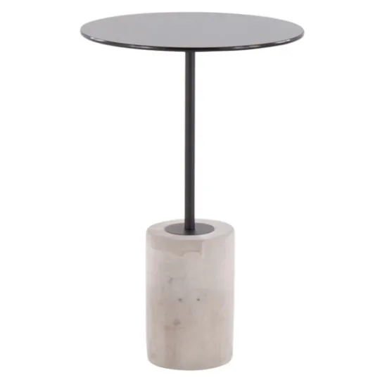 Kirkland's Home Black Glass And Concrete Round Accent Table- Accent & End Tables