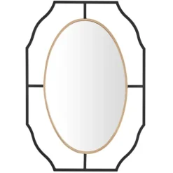 Kirkland's Home Black Gold Scalloped Oval Frame Wall Mirror- Decorative Mirrors