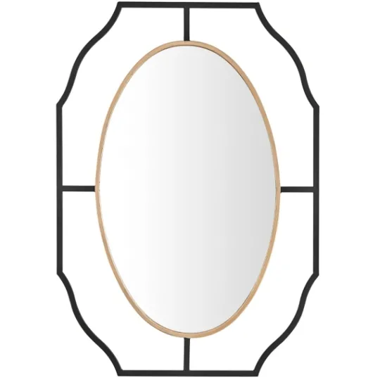 Kirkland's Home Black Gold Scalloped Oval Frame Wall Mirror- Decorative Mirrors