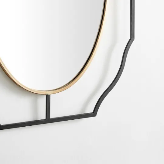 Kirkland's Home Black Gold Scalloped Oval Frame Wall Mirror- Decorative Mirrors