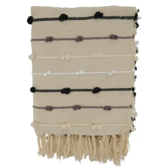 Kirkland's Home Black Gray Dot Striped Throw Blanket- Blankets & Throws