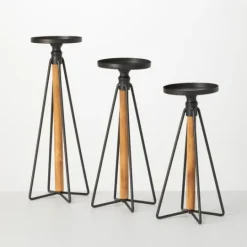 Kirkland's Home Black Hairpin 3-Pc. Pillar Candle Holder Set- Candle Holders