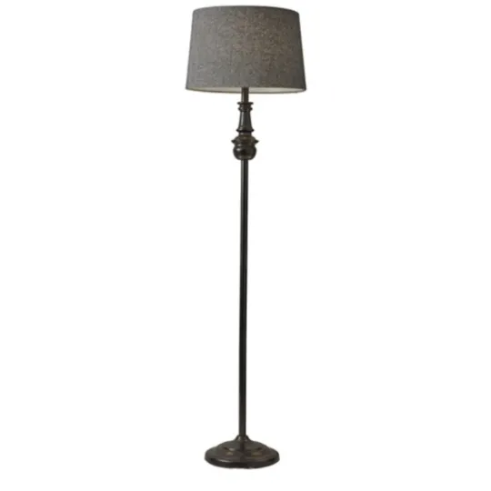 Kirkland's Home Black Herringbone Floor Lamp- Floor Lamps