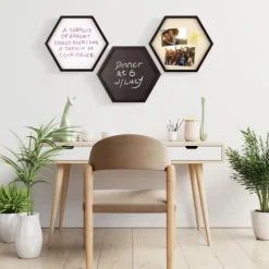 Kirkland's Home Black Hexagon Chalkboard 3-Pc. Wall Decoration Set- Memo & Chalkboards