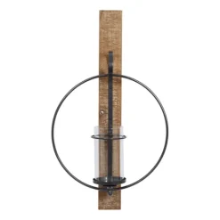 Kirkland's Home Black Hoop Glass Sleeve Wall Sconce, 28 In.- Sconces