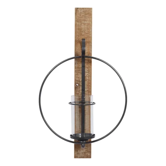 Kirkland's Home Black Hoop Glass Sleeve Wall Sconce, 28 In.- Sconces