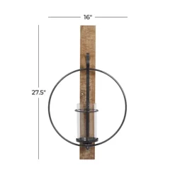 Kirkland's Home Black Hoop Glass Sleeve Wall Sconce, 28 In.- Sconces
