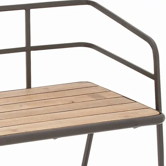 Kirkland's Home Black Iron And Wooden Seat Industrial Bench- Benches & Ottomans