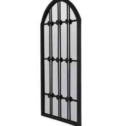 Kirkland's Home Black Iron Arched Windowpane Mirror- Decorative Mirrors