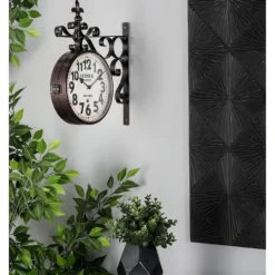 Kirkland's Home Black Iron Double Sided Scroll Wall Clock- Clocks