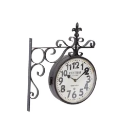 Kirkland's Home Black Iron Double Sided Scroll Wall Clock- Clocks