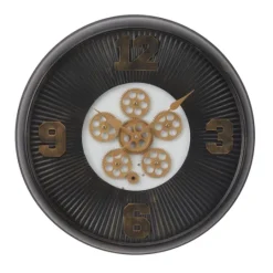 Kirkland's Home Black Iron Frame Bronze Numeral Wall Clock- Clocks