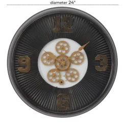 Kirkland's Home Black Iron Frame Bronze Numeral Wall Clock- Clocks