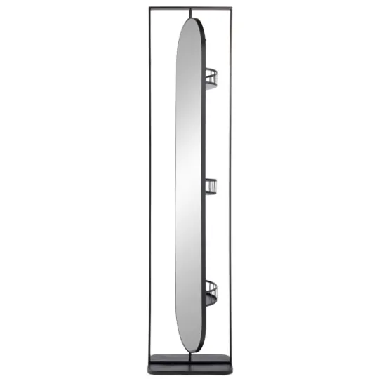 Kirkland's Home Black Iron Swivel Floor Mirror With Shelves- Full Length & Floor Mirrors
