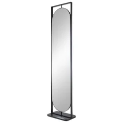 Kirkland's Home Black Iron Swivel Floor Mirror With Shelves- Full Length & Floor Mirrors