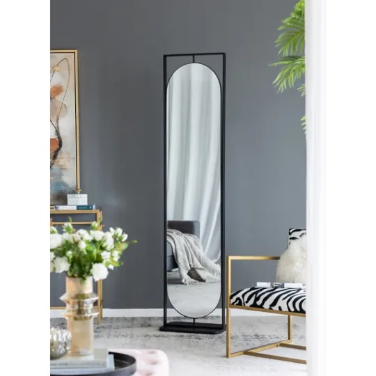 Kirkland's Home Black Iron Swivel Floor Mirror With Shelves- Full Length & Floor Mirrors