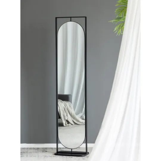 Kirkland's Home Black Iron Swivel Floor Mirror With Shelves- Full Length & Floor Mirrors