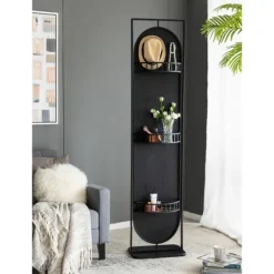 Kirkland's Home Black Iron Swivel Floor Mirror With Shelves- Full Length & Floor Mirrors