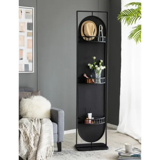 Kirkland's Home Black Iron Swivel Floor Mirror With Shelves- Full Length & Floor Mirrors