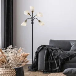 Kirkland's Home Black 5-Light Adjustable Tree Floor Lamp- Floor Lamps