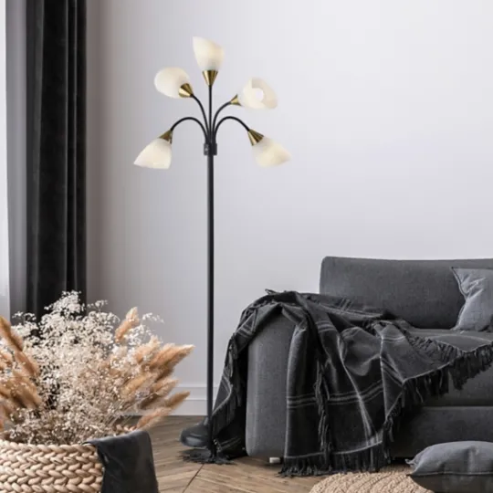 Kirkland's Home Black 5-Light Adjustable Tree Floor Lamp- Floor Lamps