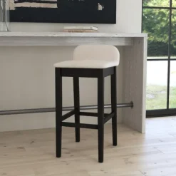 Kirkland's Home Black Lowback Padded Bar Stool- Bar Stools & Counter Height Stools
