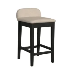 Kirkland's Home Black Lowback Padded Counter Stool- Bar Stools & Counter Height Stools