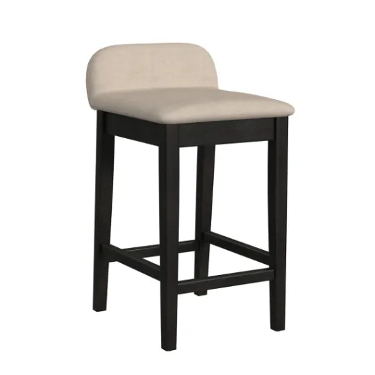 Kirkland's Home Black Lowback Padded Counter Stool- Bar Stools & Counter Height Stools