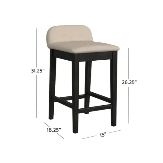 Kirkland's Home Black Lowback Padded Counter Stool- Bar Stools & Counter Height Stools