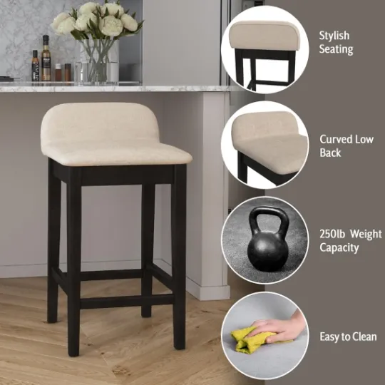Kirkland's Home Black Lowback Padded Counter Stool- Bar Stools & Counter Height Stools